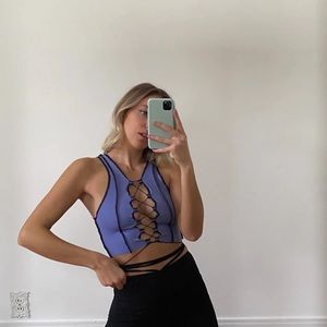 TopsForDays Infinity Cut Out Lace Up Top - Lavender